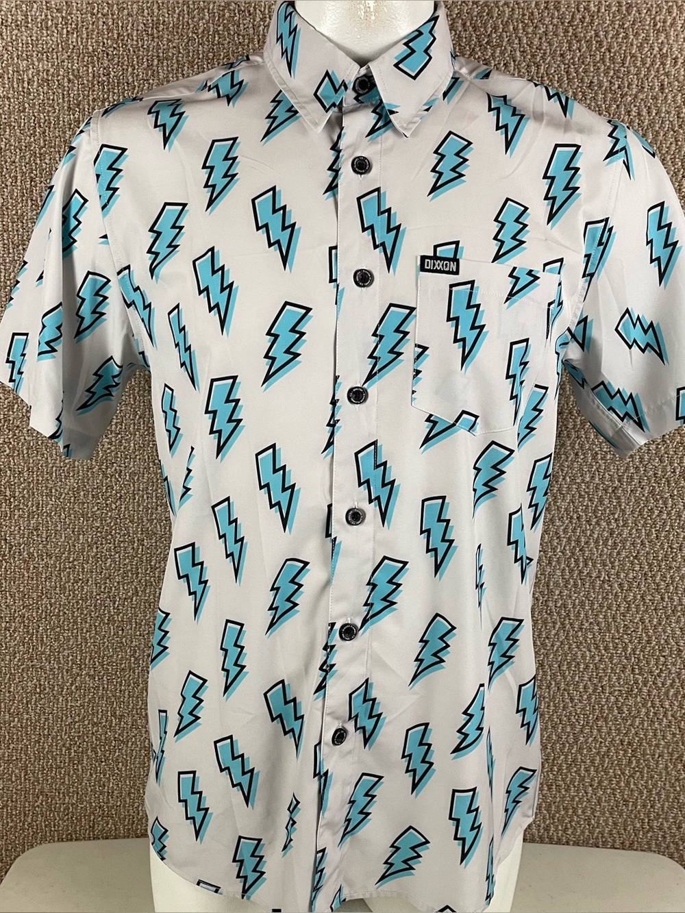 Dixxon Button Up Shirt Mens Medium Voltage Short Sleeve Performance Stretch B34